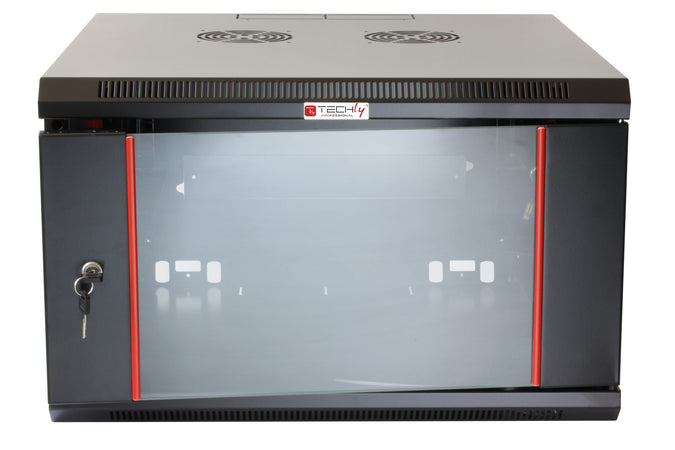 Armadio Rack 19'' a muro 6 unit&agrave sezione unica prof. 450mm Nero