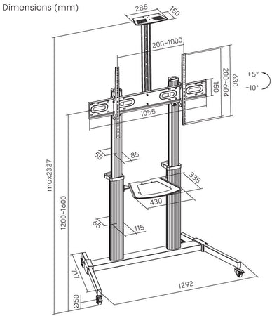 Supporto a Pavimento Trolley TV LCD/LED/Plasma 60-100''