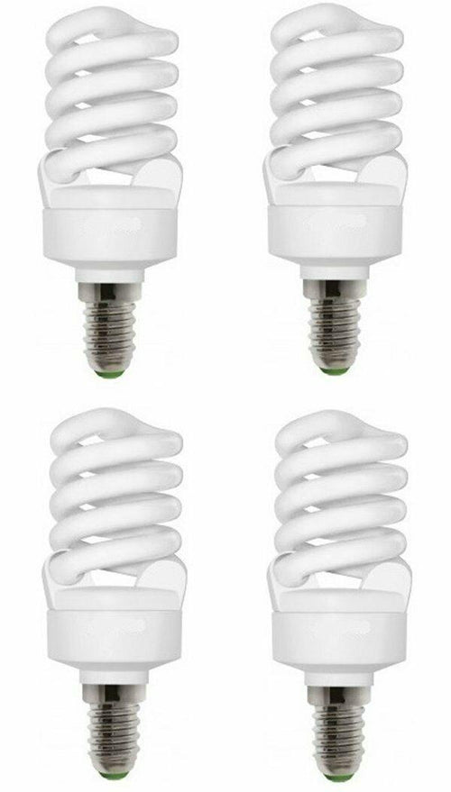 4 LAMPADINE 14 A BASSO CONSUMO 20 W = SVILUPPO 94 w LUCE FREDDA ACCEN RAPIDA