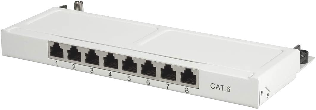Mini Panello Patch Cat.6, schermato, 0,5U, 8 Porte, Grigio