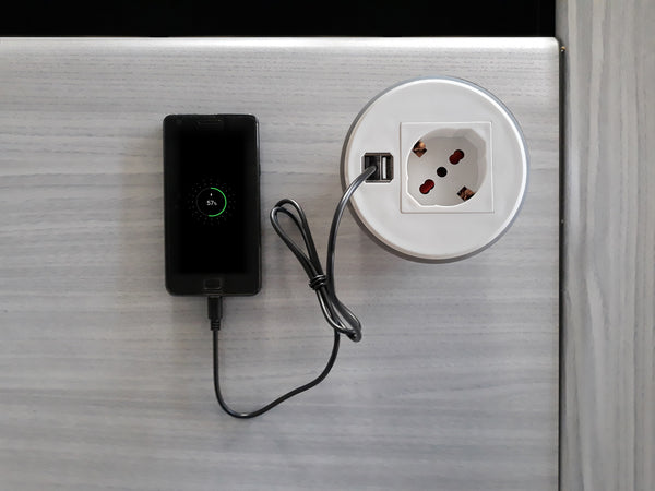 Presa da Scrivania ad Incasso con 2 Prese USB