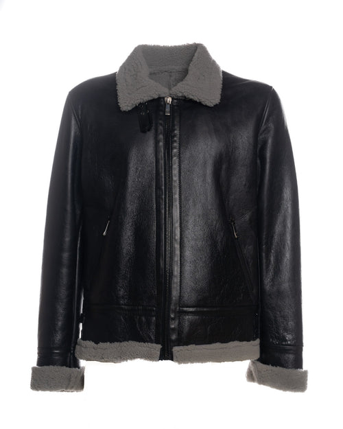Franco - Giacca Uomo Nero in vero montone Shearling