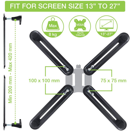 Kit Adattatore di Montaggio Non VESA per Monitor 13-27''