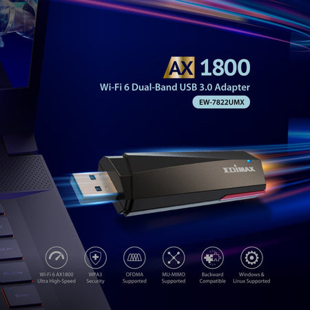 Adattatore AX1800 Wi-Fi 6 Dual-Band USB 3.0, EW-7822UMX