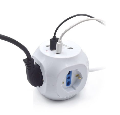 Multipresa a Cubo 3 Posti con 2 Porte USB-A e 1 USB-C&trade QC3.0