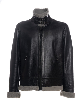 Franco - Giacca Uomo Nero in vero montone Shearling