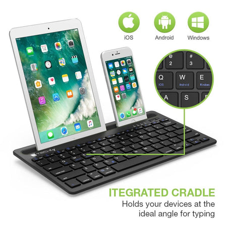 Mini Tastiera Wireless 78 Tasti a 2 Canali con Tasti di Scelta Rapida e Stand per Tablet