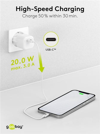 Alimentatore Caricatore Rapido USB-C&trade PD GaN Nano 20W 3A Bianco