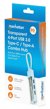Hub Combo USB 3.0 USB-C&trade e USB-A 4 Porte Verde Trasparente