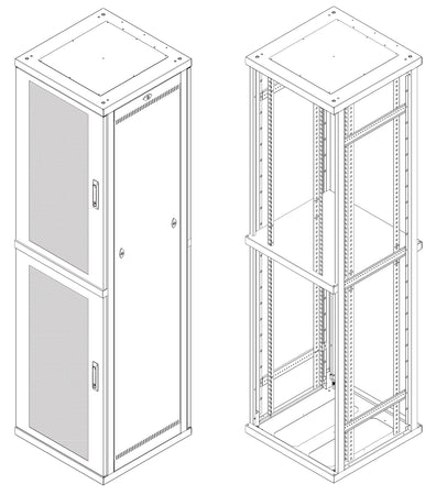 Armadio ETSI 21'' a 2 Sezioni 47 unit&agrave prof. 600 Porte Grigliate Grigio