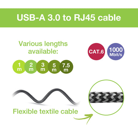 Cavo USB 3.0 Tipo A Maschio a Ethernet RJ45 Maschio 1m