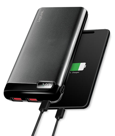 Power Bank 10000 mAh 2x USB-A 1x USB-C&trade con Display PD e QC Nero
