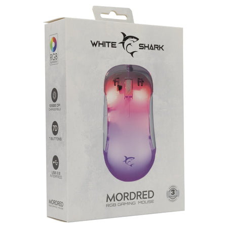Mouse Gaming RGB USB 12800 dpi 7 Tasti Bianco Mordred