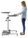 Postazione di Lavoro Carrello PC Laptop con Mensole Altezza Regolabile
