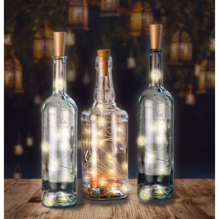 Confezione da 3pz Catena Luminosa per Bottiglie da 10 LED con Timer