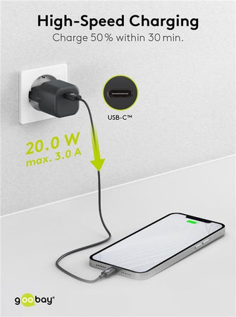 Alimentatore Caricatore Rapido USB-C&trade PD GaN Nano 20W 3A Nero