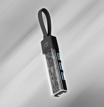 Hub Combo USB 3.0 USB-C&trade e USB-A 4 Porte Nero Trasparente