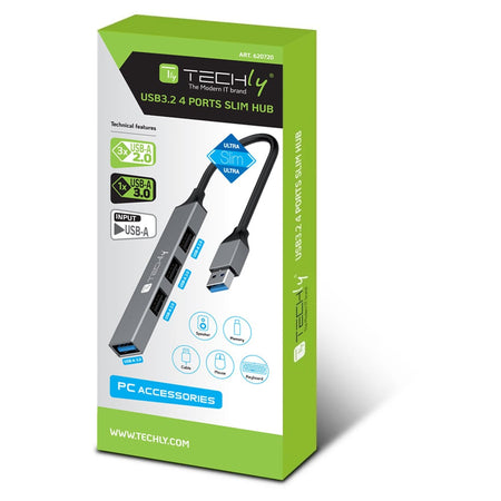 Hub USB-A 3.2 a 4 porte USB-A Slim in Metallo