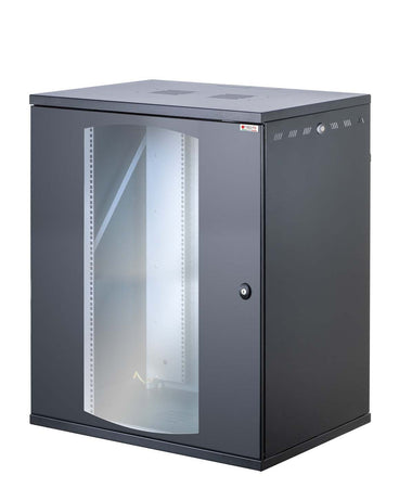 Armadio Rack 19'' a Muro 16U P 600mm L 800mm Porta Vetro Nero