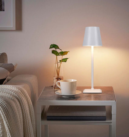 Lampada da Tavolo LED Senza Fili USB-C&trade Dimmerabile in Metallo Bianco