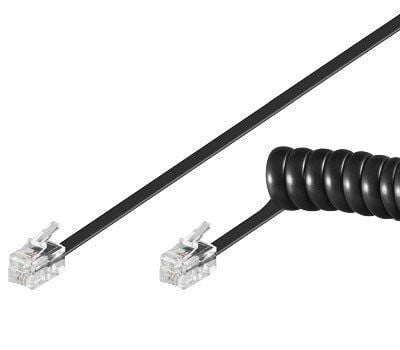 Cavo telefonico spiralato 2mt RJ10 4P4C Nero