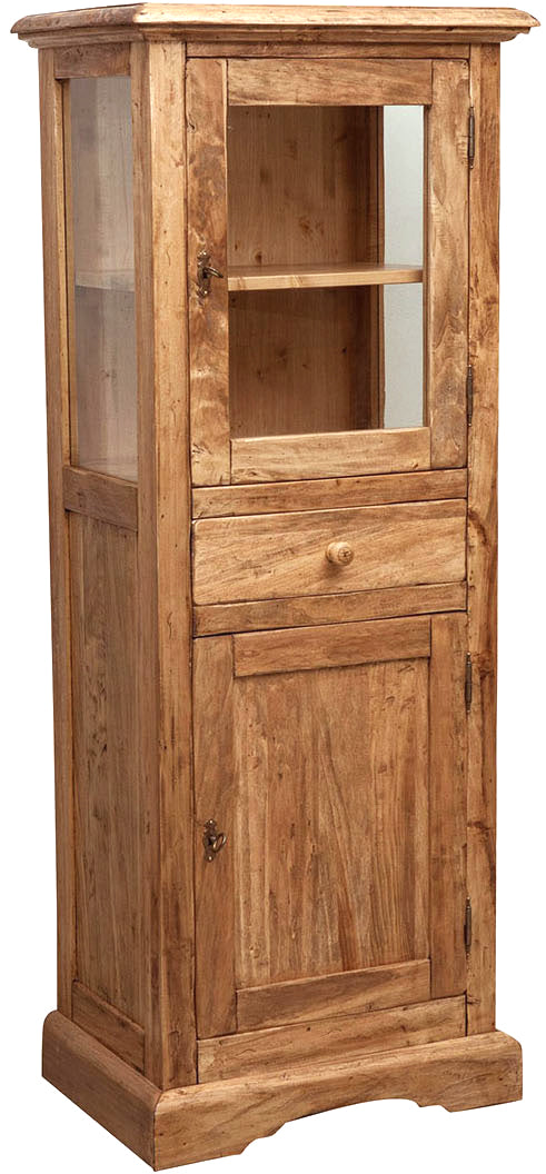 Biscottini Vetrina Biscottini Stile Country legno massello tiglio naturale 55x43x150