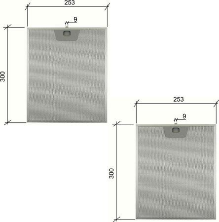2 PZ FABER 133.0017.054 4268960 FILTRO CAPPA ALLUMINIO 253 X 300mm F 204