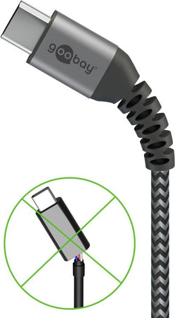 Cavo Tessile USB-C&trade Maschio/USB-C&trade Maschio 0,5 m Grigio