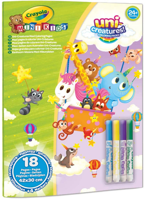 25-1040 Mini Kids-Maxi Pagine da Colorare e 4 Pennarelli con Punta Arrotondata
