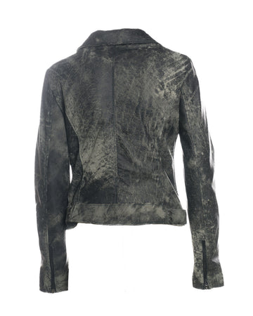 Celine - giacca donna verde graffiato in vera pelle