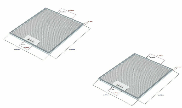 FILTRO CAPPA WHIRLPOOL 480122102168 ELICA FABER METALLICO 305x267x9mm 2 PZ F239