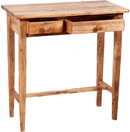 Biscottini Tavolino consolle Country in legno massello di tiglio finitura naturale L73xPR36xH75 cm. Made in Italy