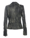 Emma - Chiodo donna verde graffiato in vera pelle