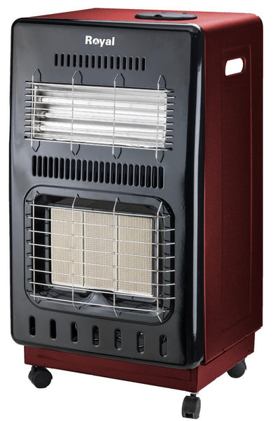 Stufa a gas GPL ad infrarossi e Elettrico Ventilata 4,2 Kw con ruote e sistema di sicurezza e kit Incluso ITA ECM Rossa