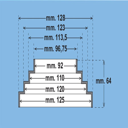 First M 96mm x  F 125mm cono riduzione a gradini per tubi aerazione cappa