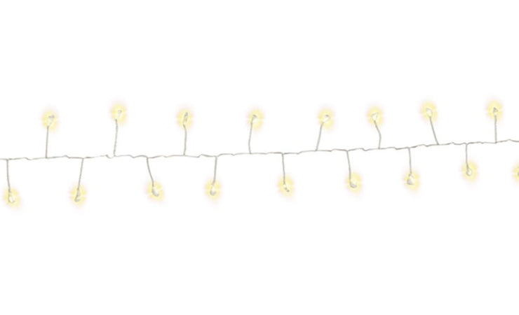 Stringa di 50 Luci LED a Grappolo di Filo d'argento Bianco Caldo IP44