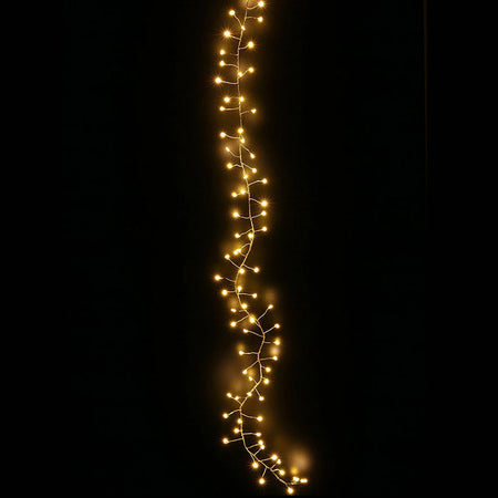 Stringa di 50 Luci LED a Grappolo di Filo d'argento Bianco Caldo IP44