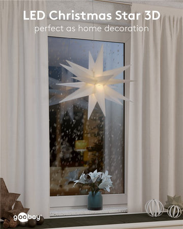 Stella di Natale LED 3D &oslash 56 cm Funzionamento a Batteria
