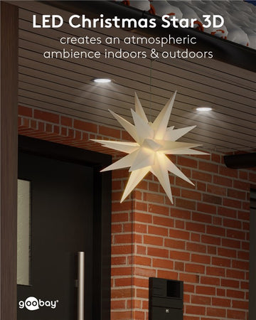 Stella di Natale LED 3D &oslash 56 cm Funzionamento a Batteria