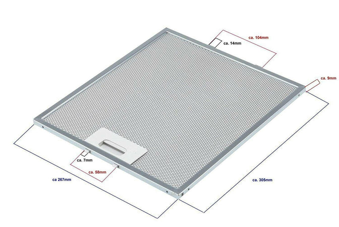WHIRLPOOL 480122102168 ELICA FABER FILTRO CAPPA METALLICO 305x267x9mm F 239