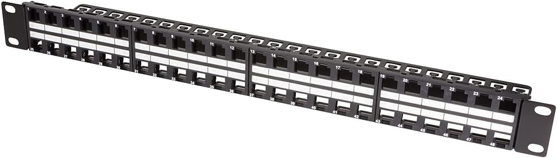 Pannello Patch 48 Posti 1HE Keystone Slim Senza Frutti Nero