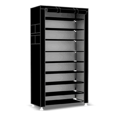 Scarpiera Salvaspazio 10Ripiani 27Paia Struttura Metallo Tessuto TNT 60x30 H160cm Nero