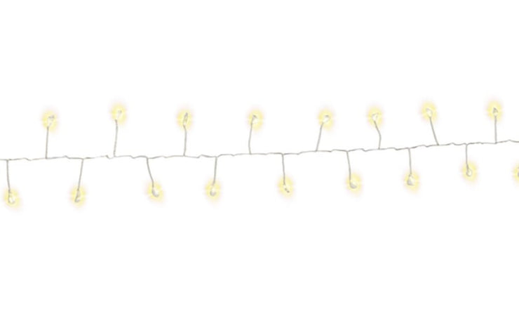 Stringa di 50 Luci LED a Grappolo di Filo d'argento Bianco Caldo IP44