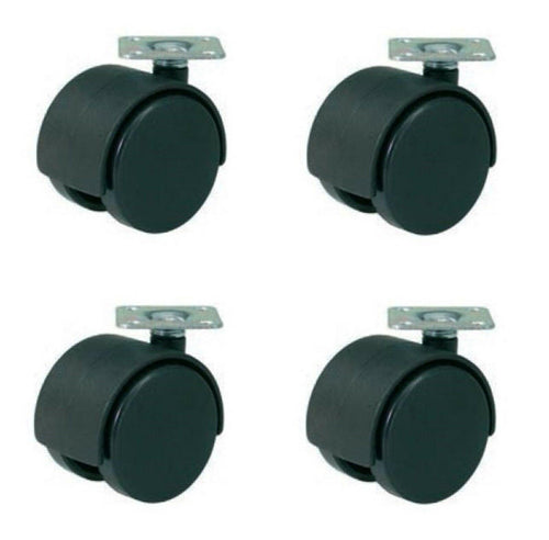 RUOTE DOPPIE IN NYLON CON PIASTRA 4 PZø mm.50 piastra mm.38x38 FER 154659