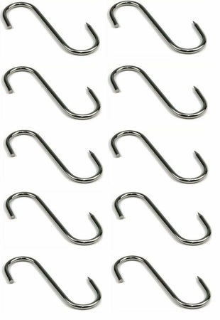 GANCIO DA MACELLAIO ø mm.9 x 200 INOX 10 PZ ALIMENTI INSACCATI CARNE FERR 88633