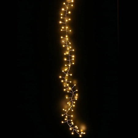 Stringa di 50 Luci LED a Grappolo di Filo d'argento Bianco Caldo IP44