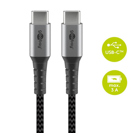 Cavo Tessile USB-C&trade Maschio/USB-C&trade Maschio 0,5 m Grigio