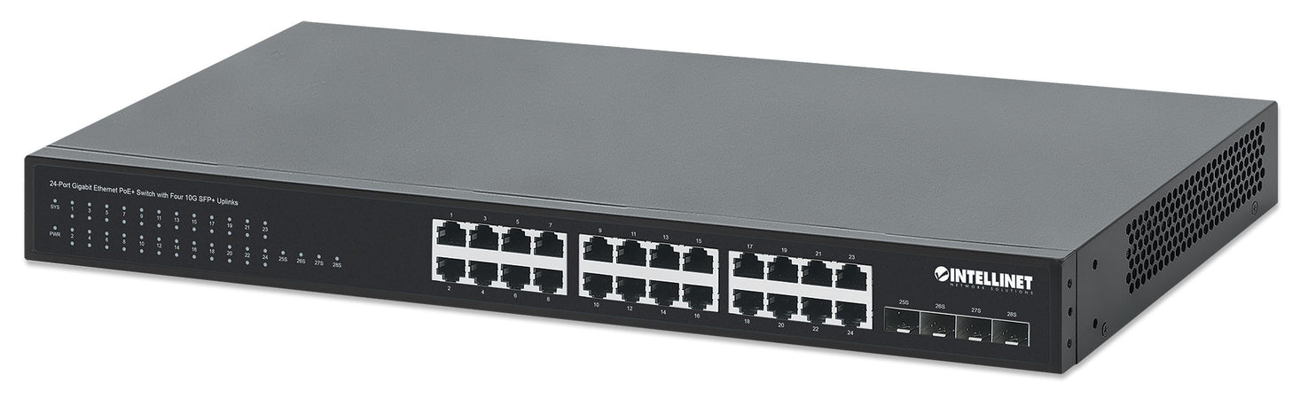 Switch PoE+ Gigabit Ethernet a 24 porte con Quattro Uplink SFP+ 10G
