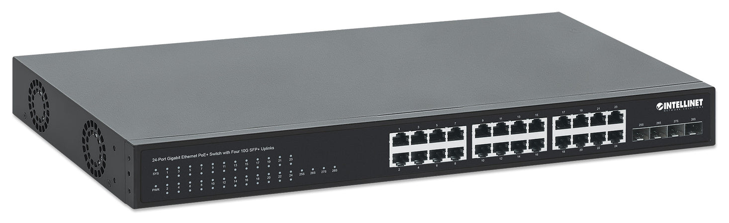 Switch PoE+ Gigabit Ethernet a 24 porte con Quattro Uplink SFP+ 10G