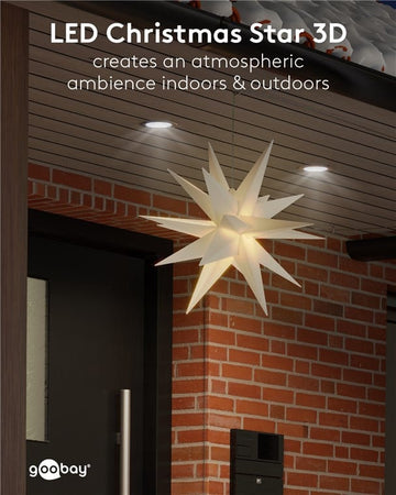 Stella di Natale LED 3D &oslash 56 cm Funzionamento a Batteria